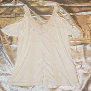 White cold shoulder top